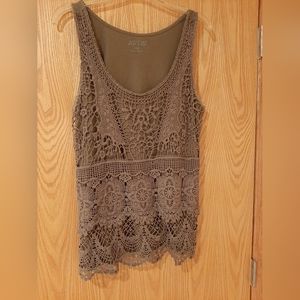 Apt. 9 Olive Green Pieced Crocheted Tank Top Size Large